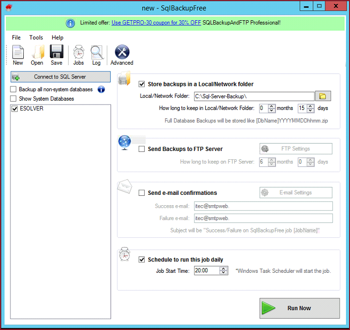 SQL Backup Free Free MS SQL Server backup